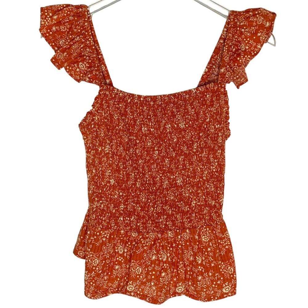 Madewell Lucie Smocked Peplum Top 4 Floral Fresh Chili Red Cottage Milkmaid